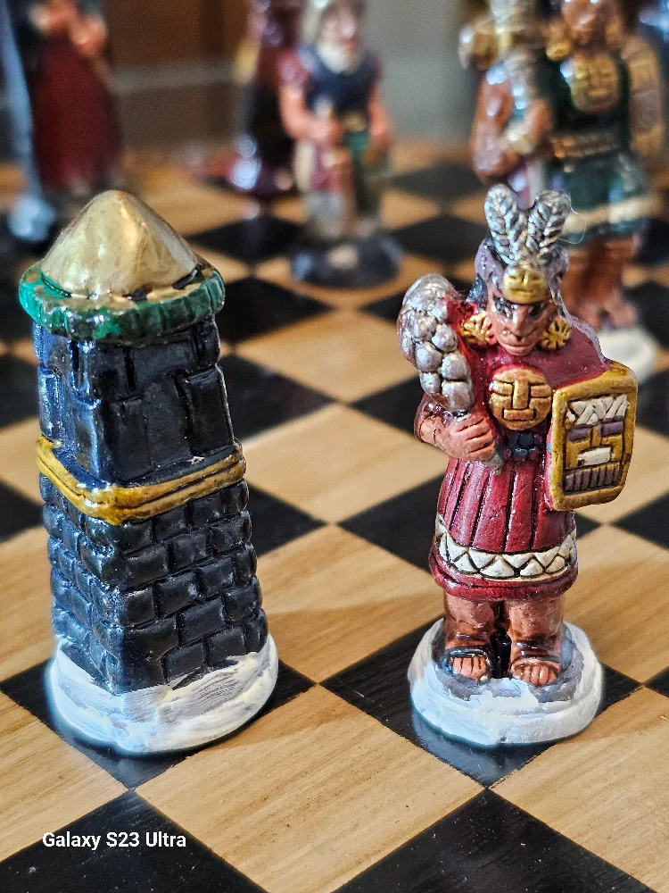 Vintage Hand Carved Chess Set with Board image indicator(8)