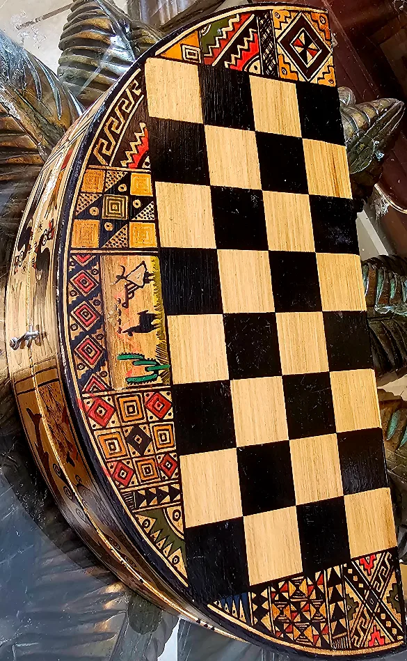 Vintage Hand Carved Chess Set with Board image indicator(9)