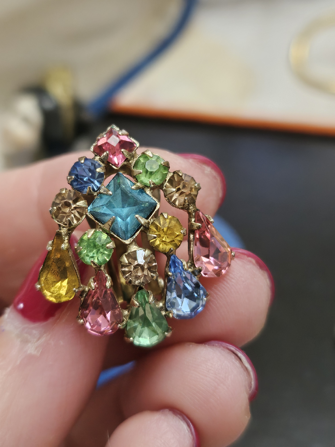 Vintage Multi-Colored Rhinestone Earrings - photo 3