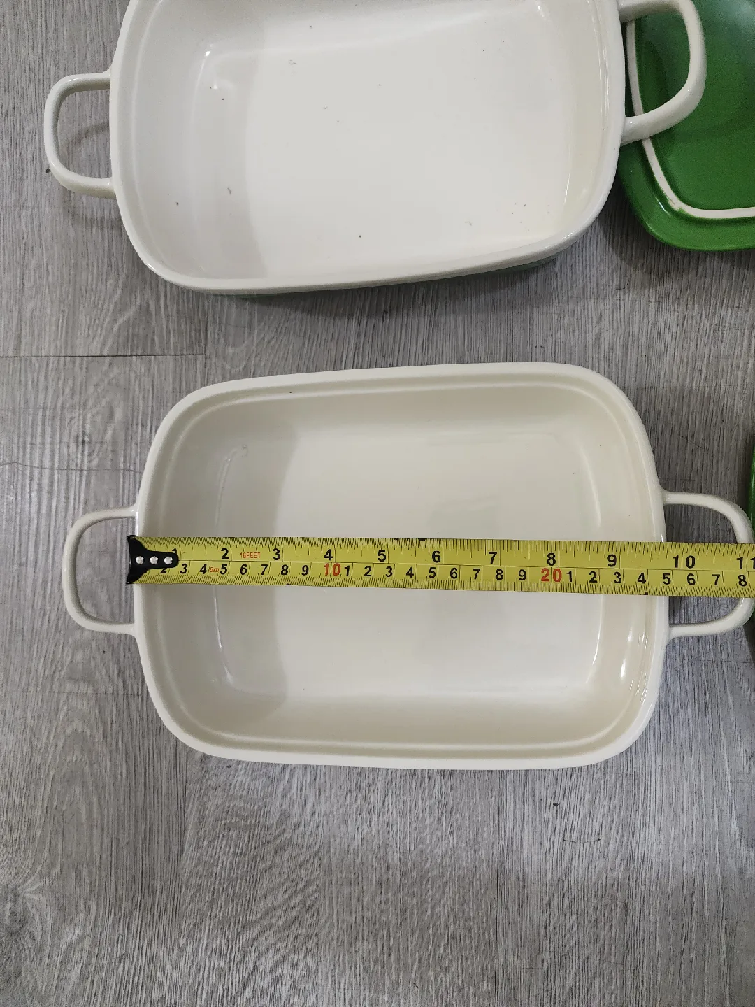 Vintage Green & Cream Enamel Casserole Dishes (Set of 2) image indicator(6)