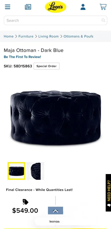 Leon's Maja Ottoman - Dark Blue image indicator(3)