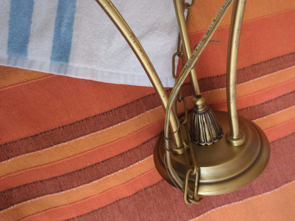 Vintage Alabaster & Brass Hanging Light Fixture - photo 4