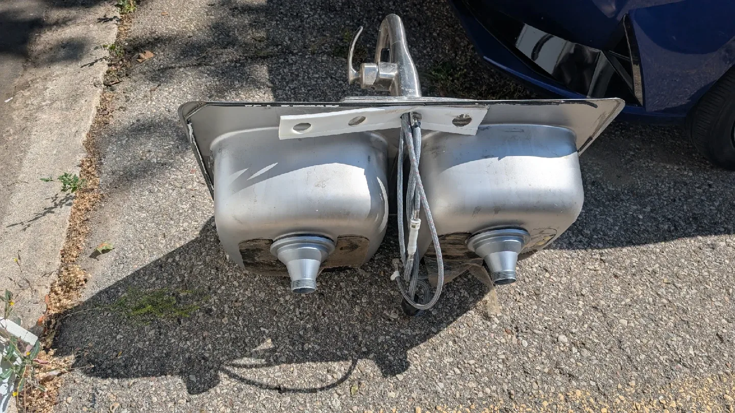 Stainless Steel Double Basin Kitchen Sink with faucet image indicator(2)