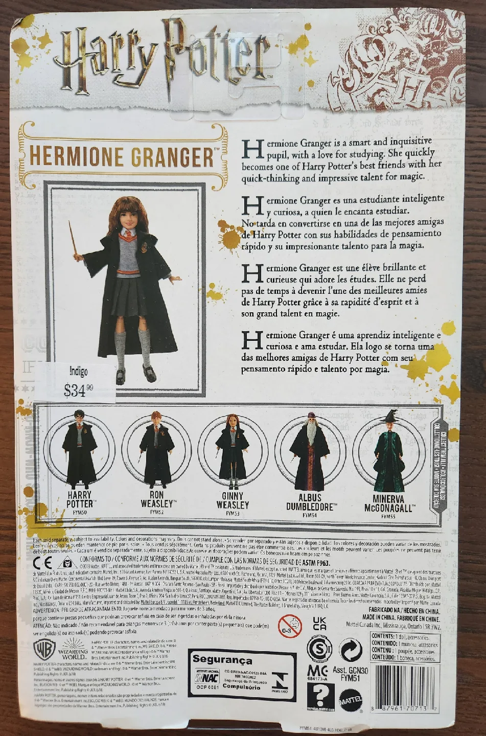 NEW IN BOX Mattel Wizarding World Hermione Grainger doll image indicator(3)