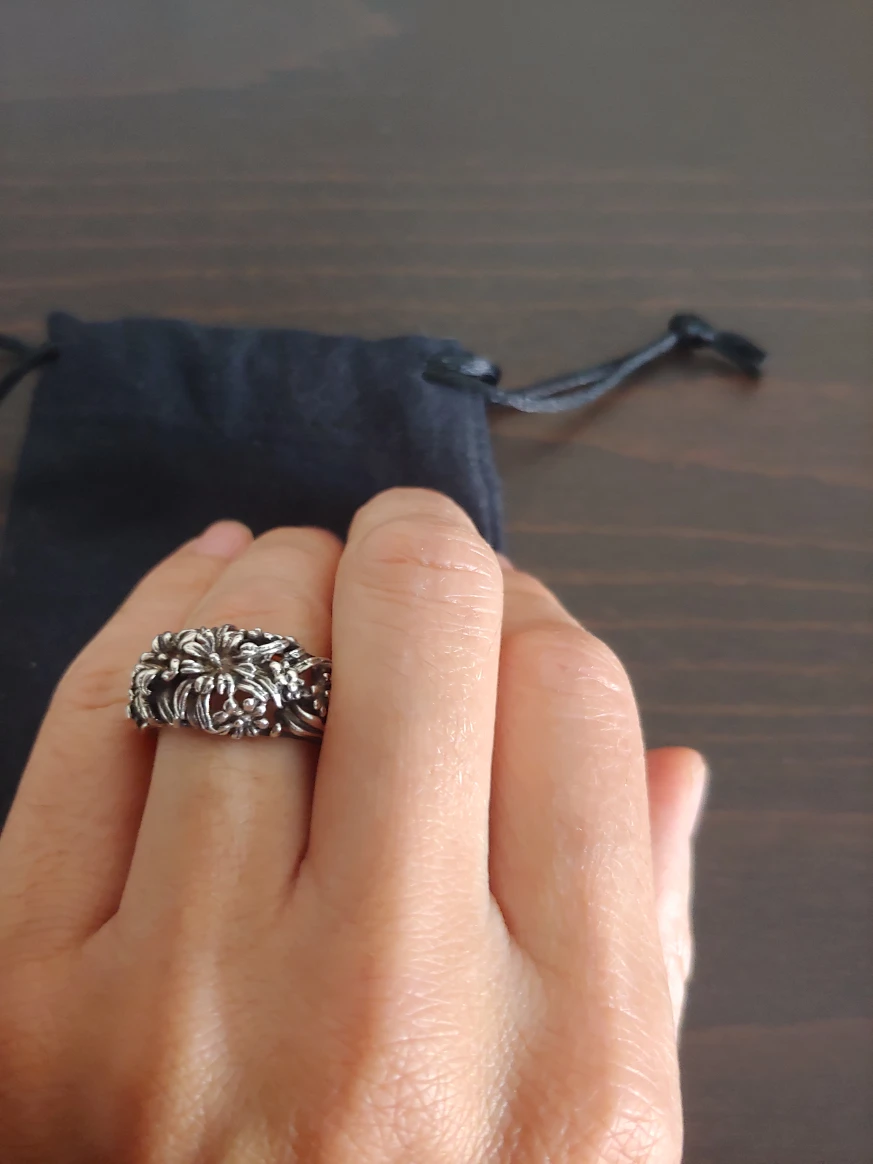 Floral Silver plated ring-size 6 - photo 4
