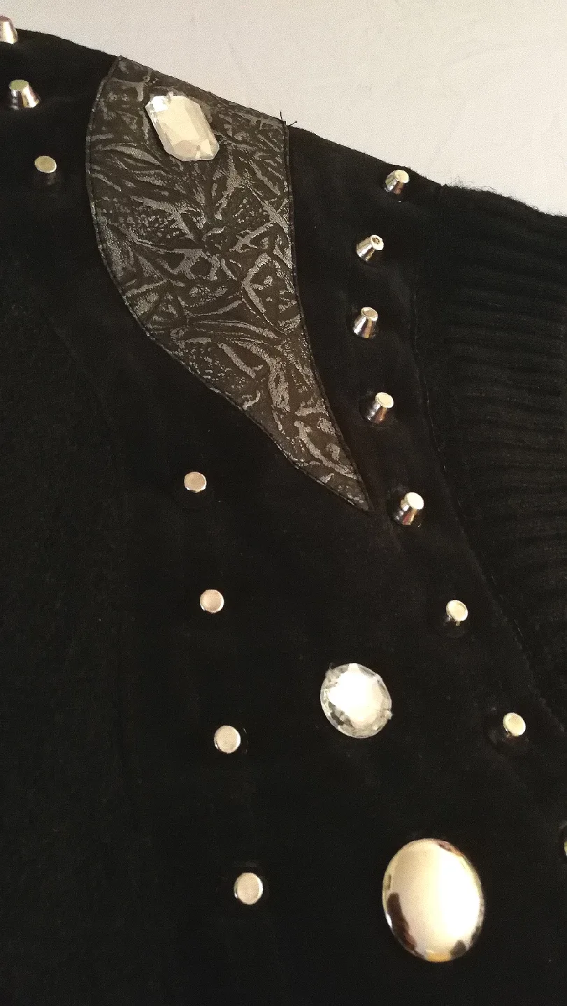 🇮🇹 Italian Vintage Black Mohair Blend Embellished Sweater - S image indicator(7)