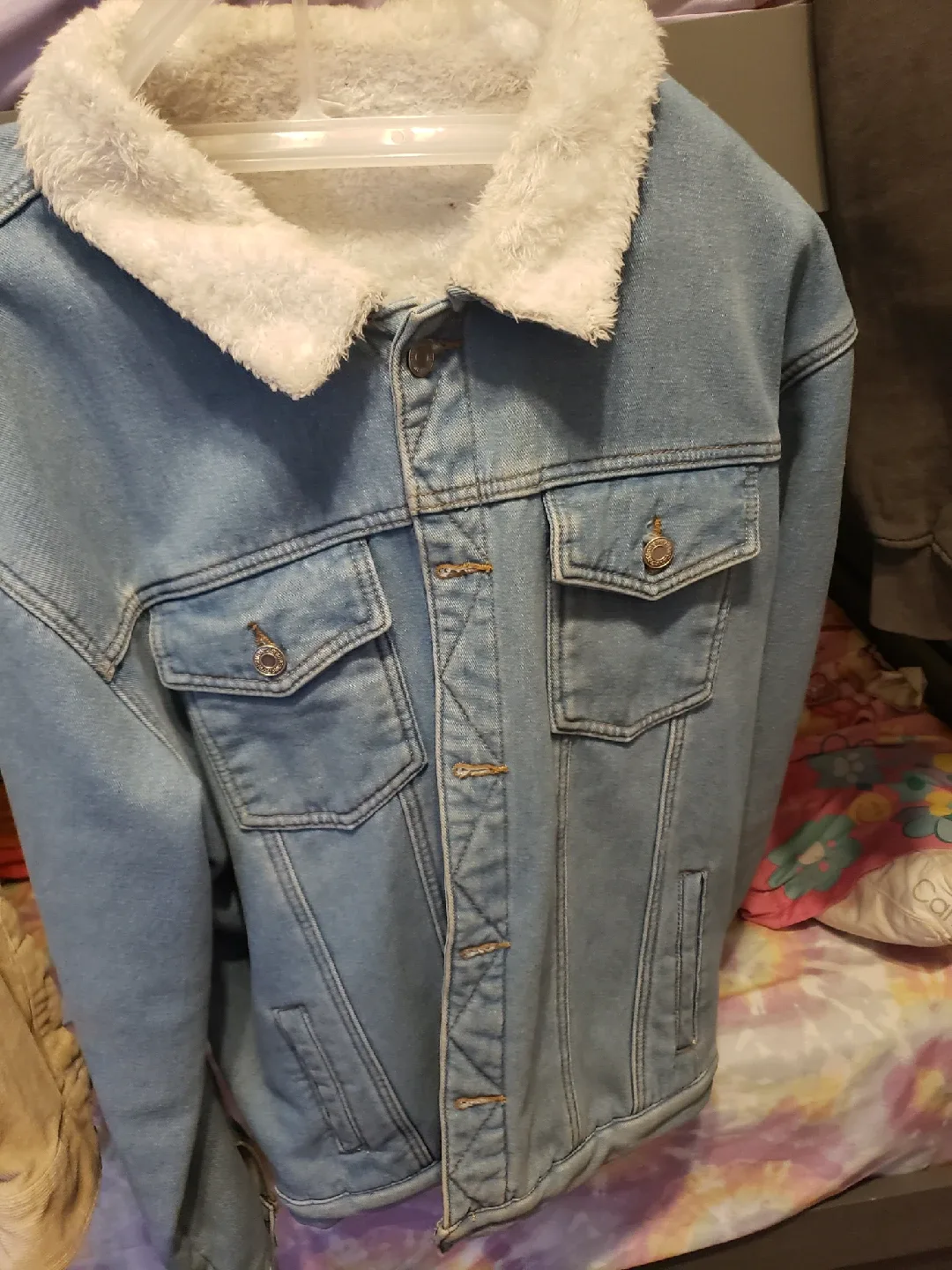 Denim Jacket with Faux Fur Collar thumbnail