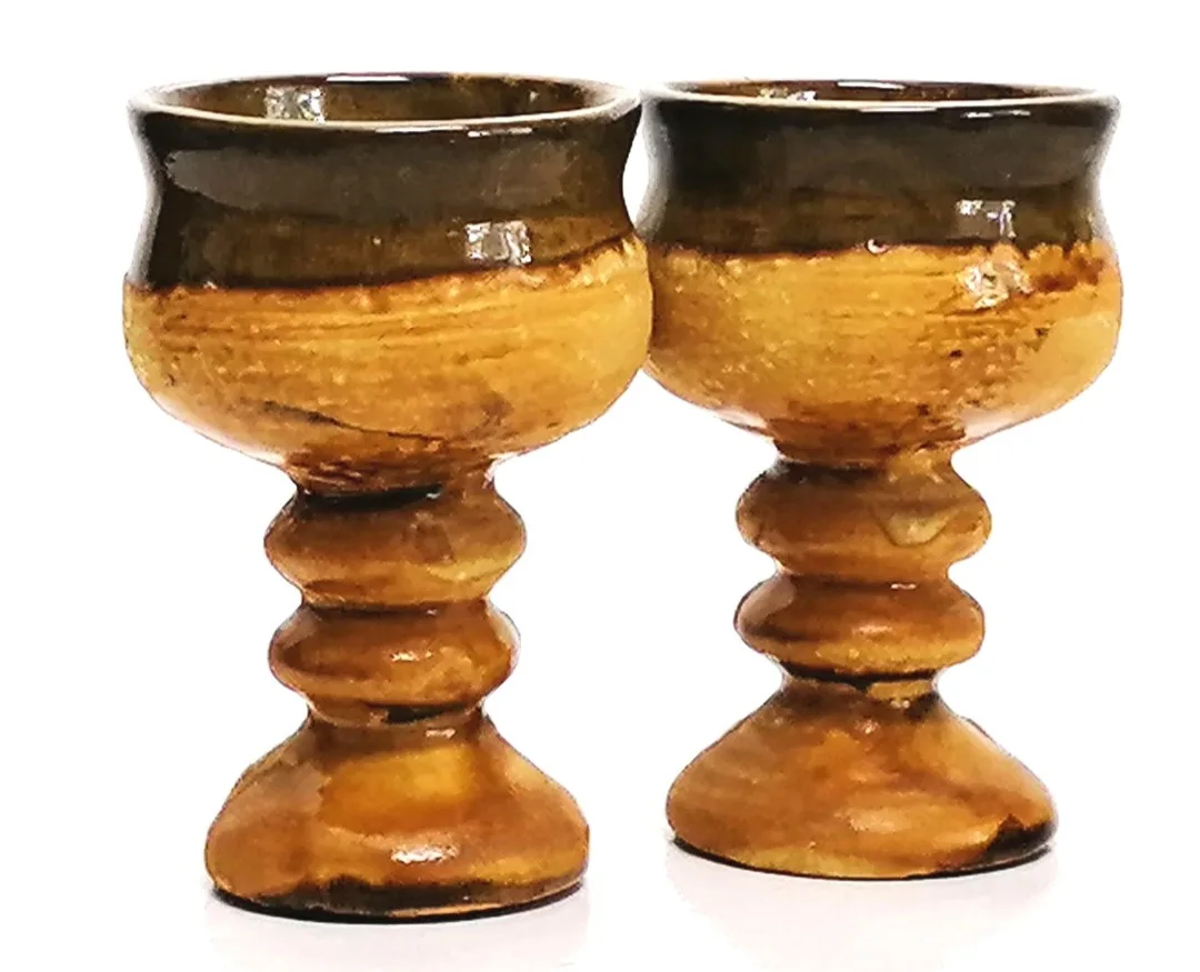 Laurentian Pottery Goblets ~ Pottery Wine Goblet Pair image indicator(3)
