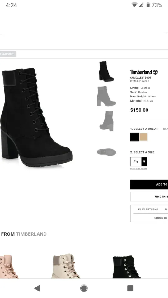 Timberland Boots Size 7.5 - Camdale Black Nubuck Women's Boots image indicator(2)