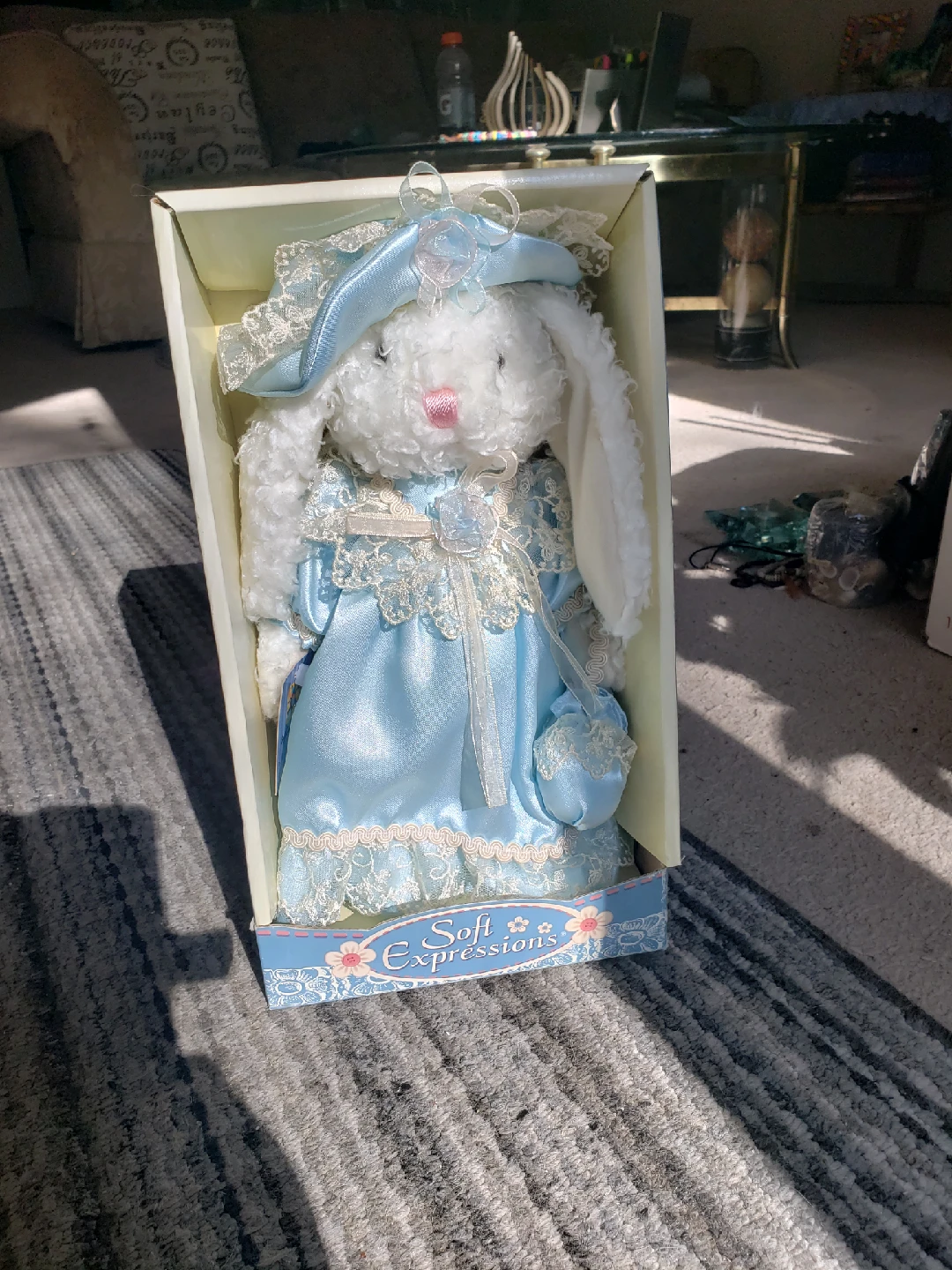 Soft Expressions Bunny in Box - Blue