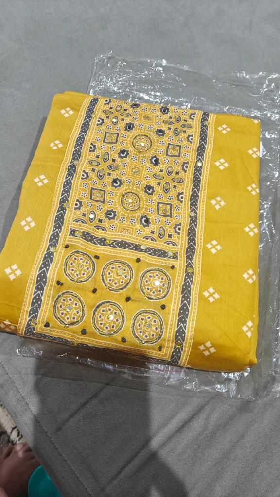 Unstitched Salwar Kameez Suit - Mustard Yellow image indicator(2)