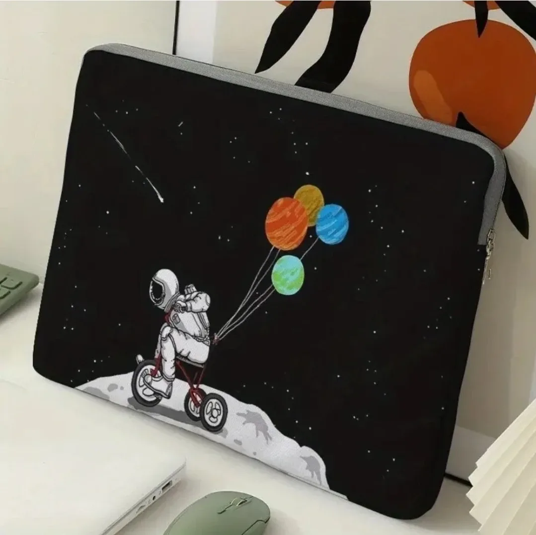 New Laptop Black Bottom Bicycle Astronaut Zipper Cover image indicator(6)