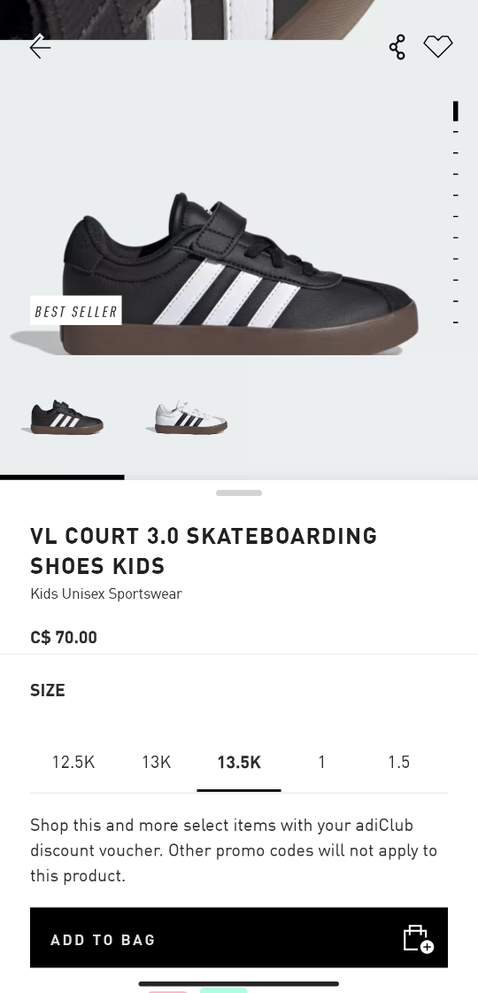 Adidas VL Court 3.0 Skateboarding Shoes Kids - Size 13.5K - photo 4