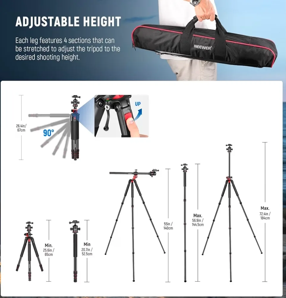 Neewer Tripod with Carrying Bag image indicator(9)