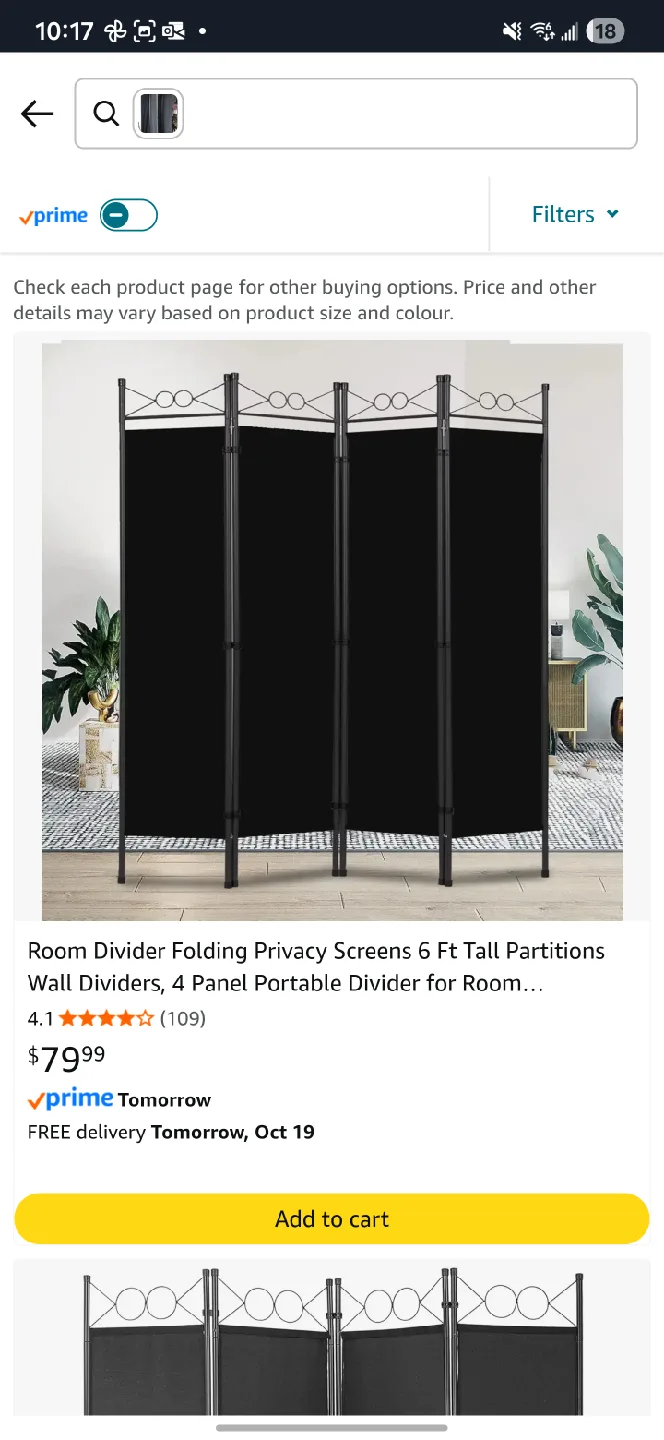 Black 4-Panel Room Divider - 6ft Tall image indicator(5)