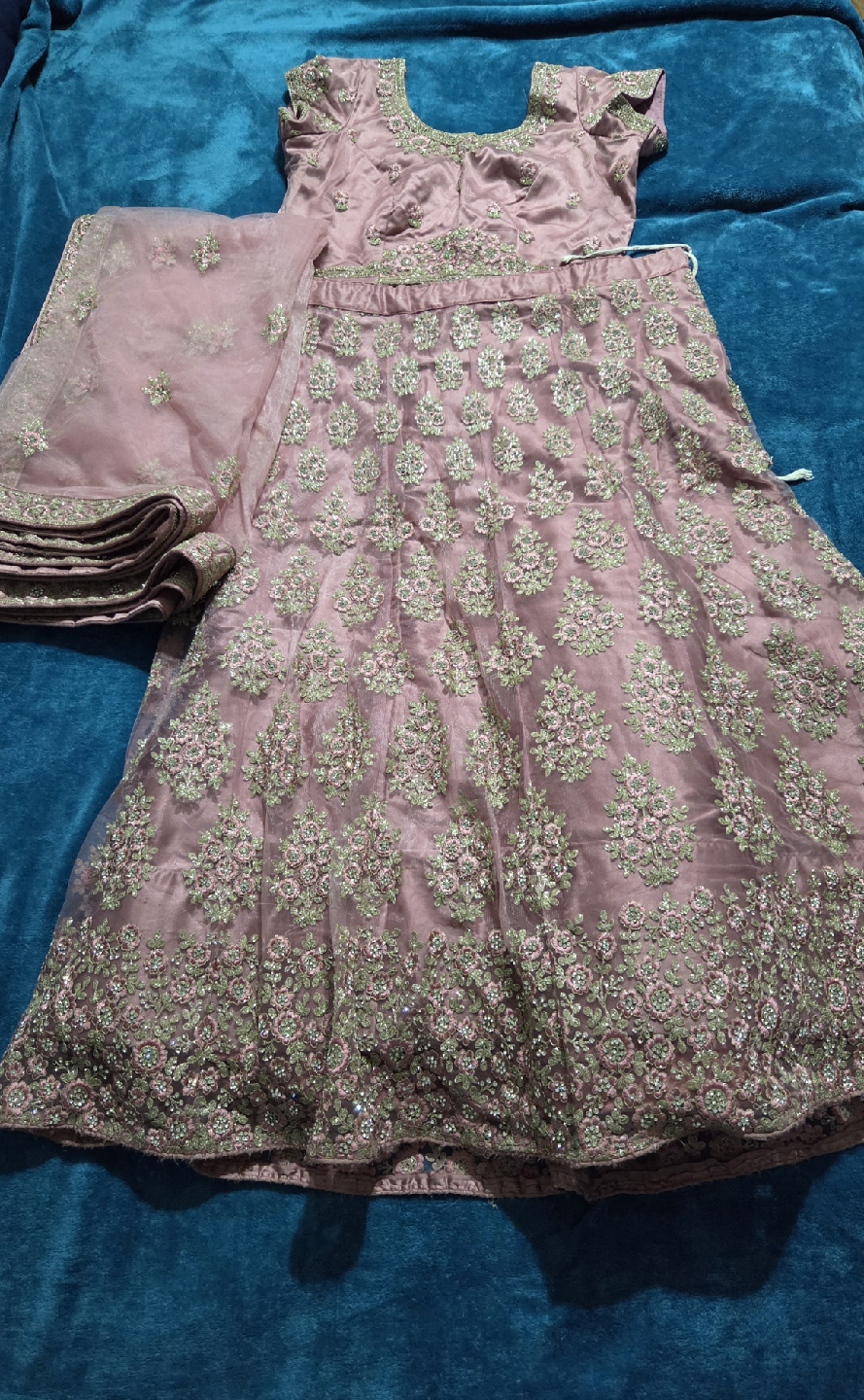 Embroidered Lehenga Choli Set - Mauve