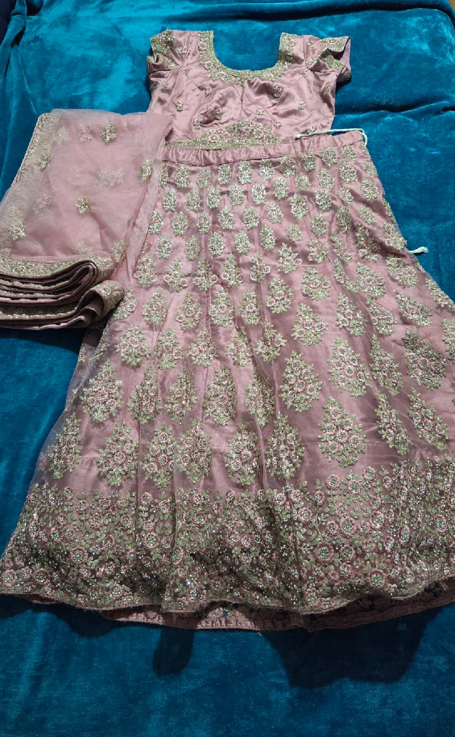 Embroidered Lehenga Choli Set - Mauve thumbnail