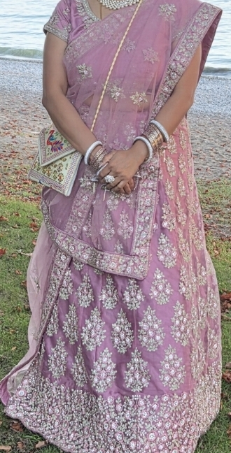 Embroidered Lehenga Choli Set - Mauve - photo 5