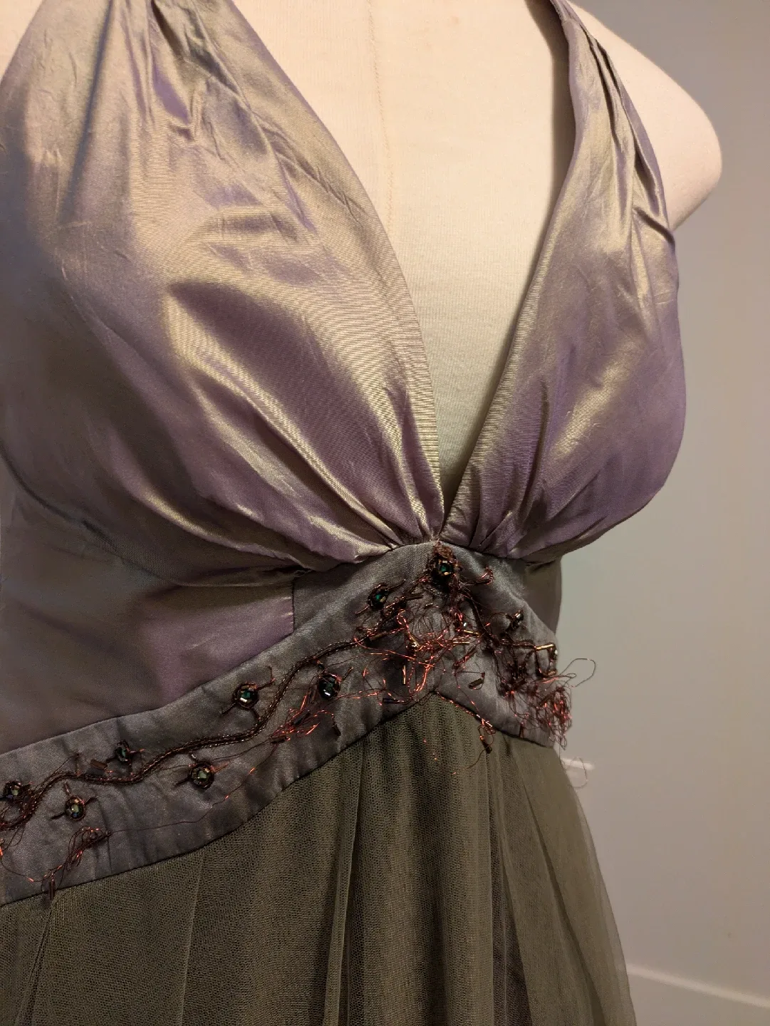 Formal Halter Style Dress - Purple/Green image indicator(2)