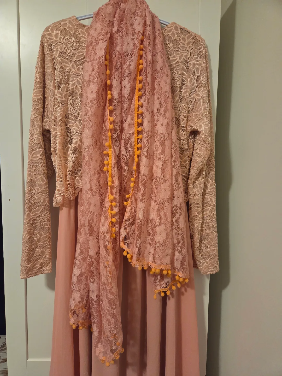 Lace Top Peach Maxi Dress image indicator(2)