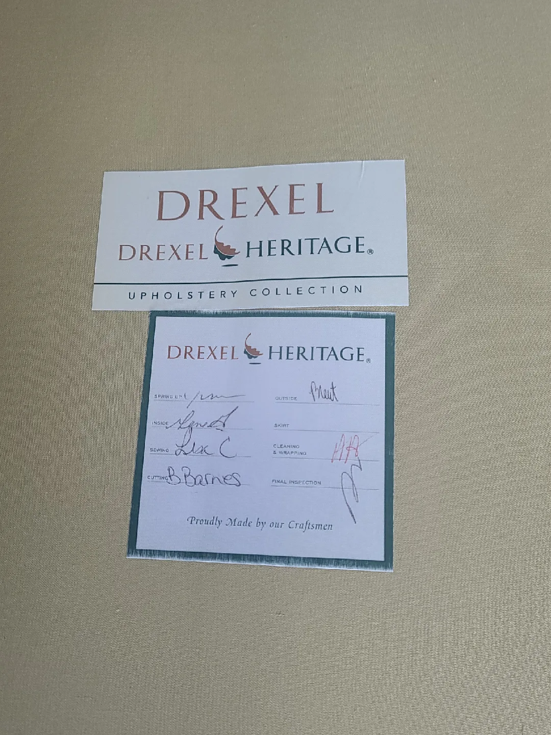 DREXEL HERITAGE GREY FABRIC ROLLED ARM SOFA image indicator(5)