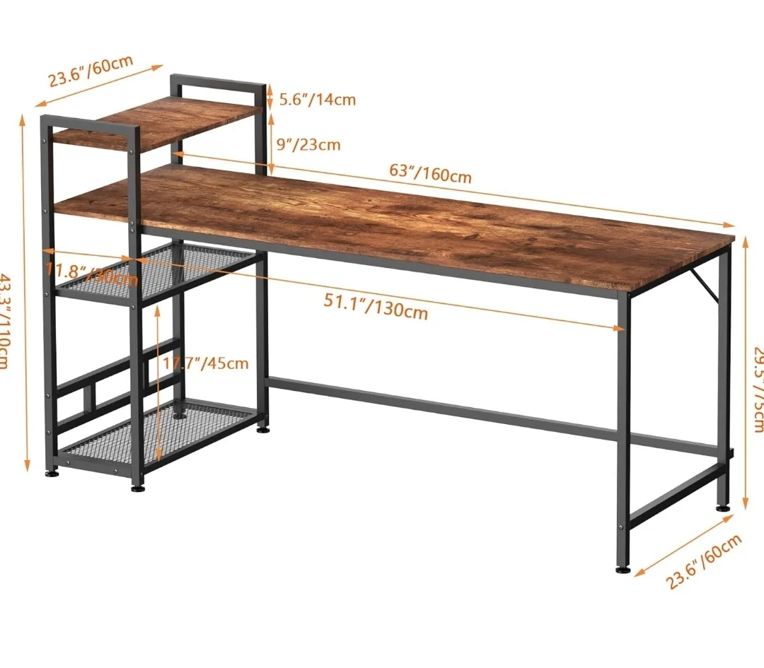 Rustic Brown Computer Desk with Shelves image indicator(3)