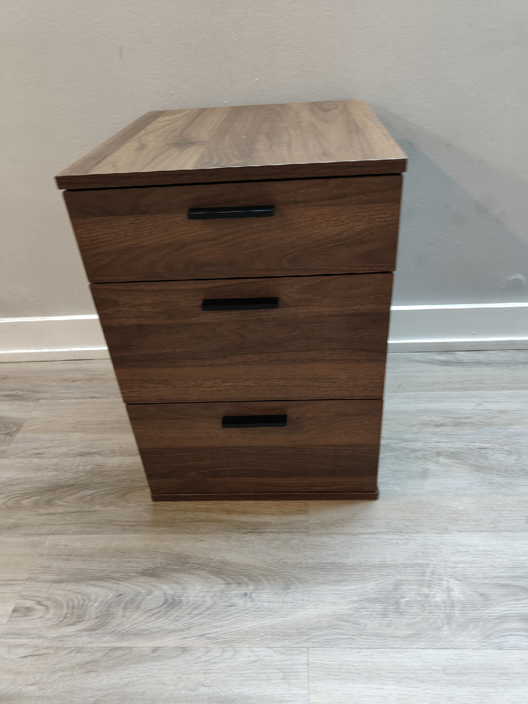 Brown Wood 3-Drawer Bedside Table