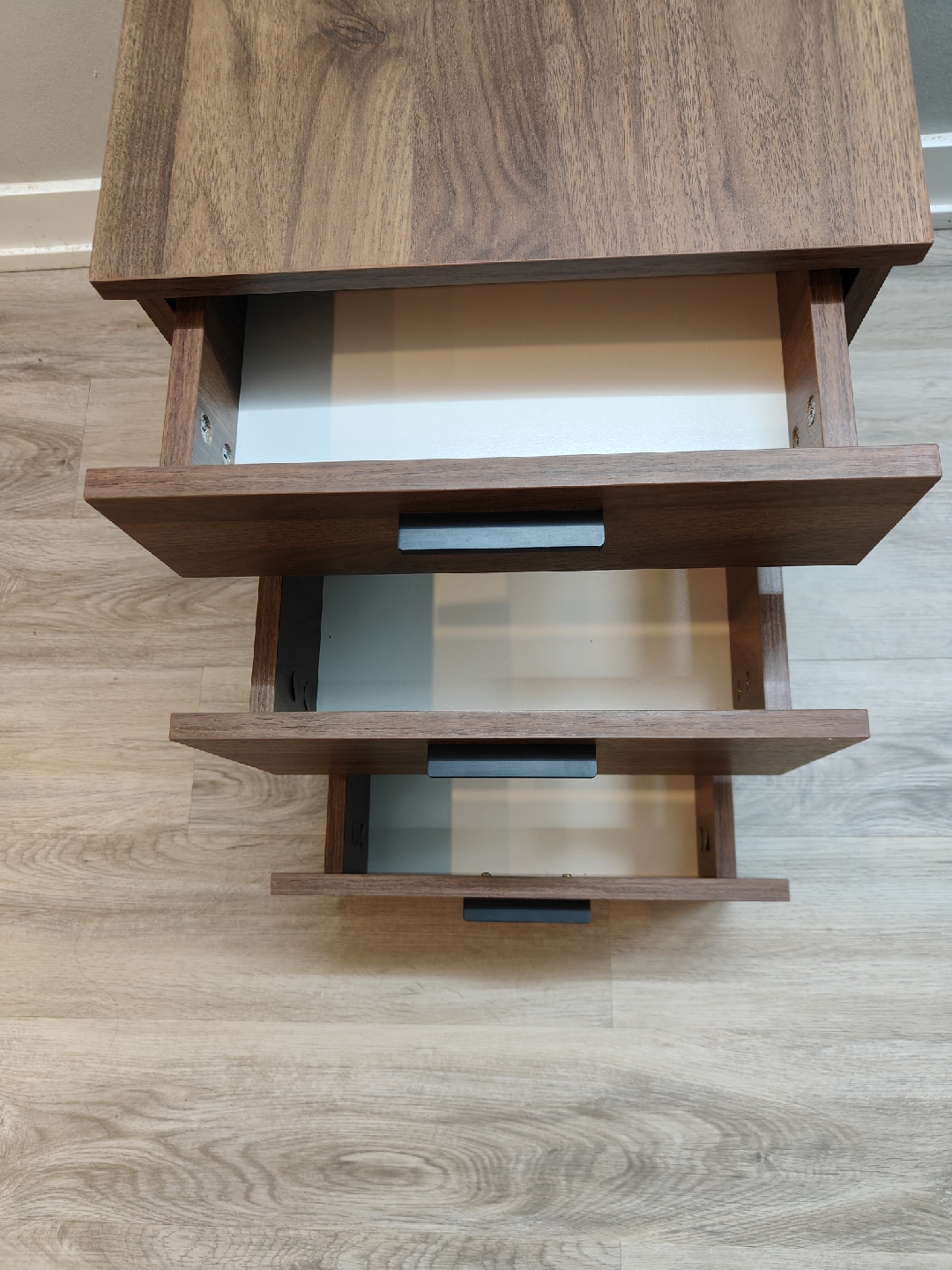 Brown Wood 3-Drawer Bedside Table - photo 2