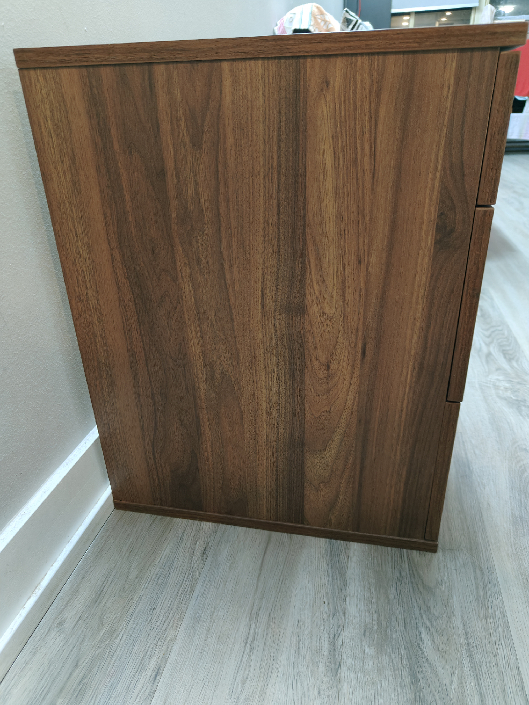 Brown Wood 3-Drawer Bedside Table - photo 3