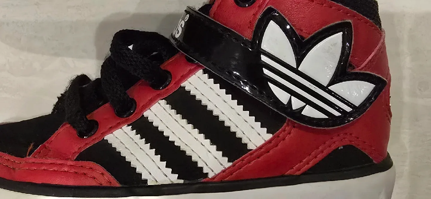 Adidas Kids Red & Black High-Top Sneakers! Size 7 image indicator(3)