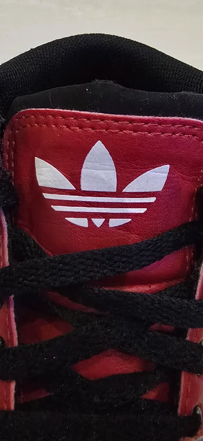 Adidas Kids Red & Black High-Top Sneakers! Size 7 image indicator(6)