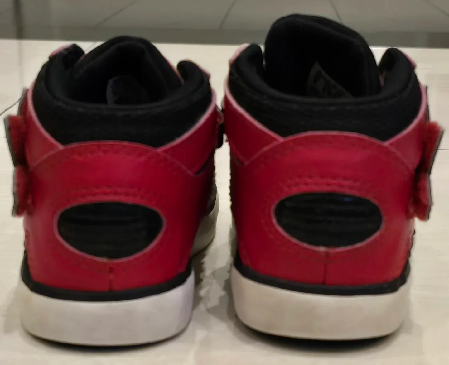 Adidas Kids Red & Black High-Top Sneakers! Size 7 image indicator(7)