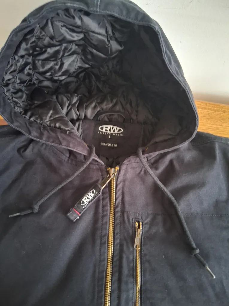 RW Rugged Wear comfort fit Black Hooded Jacket - Size L image indicator(2)