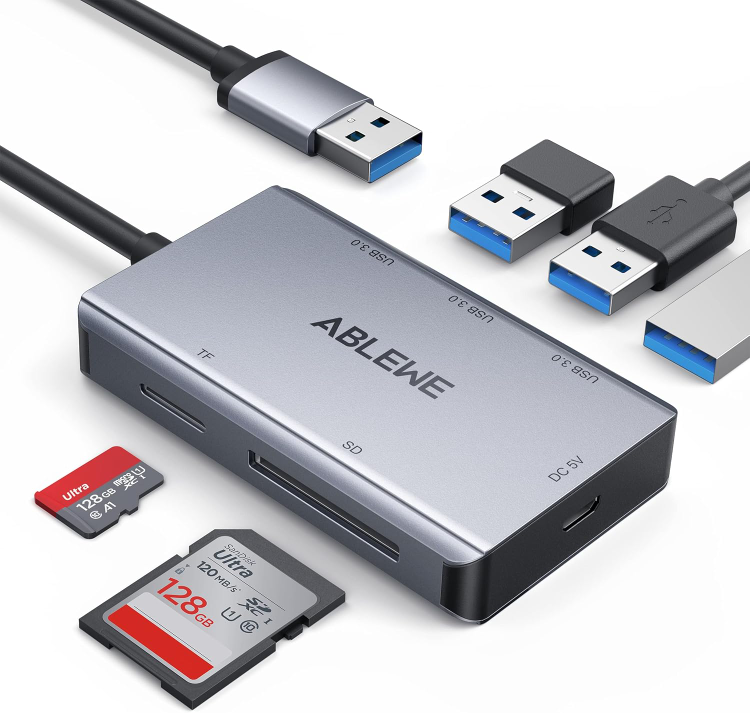 SD Card Reader,ABLEWE Aluminum USB 3.0 Memory Card Reader