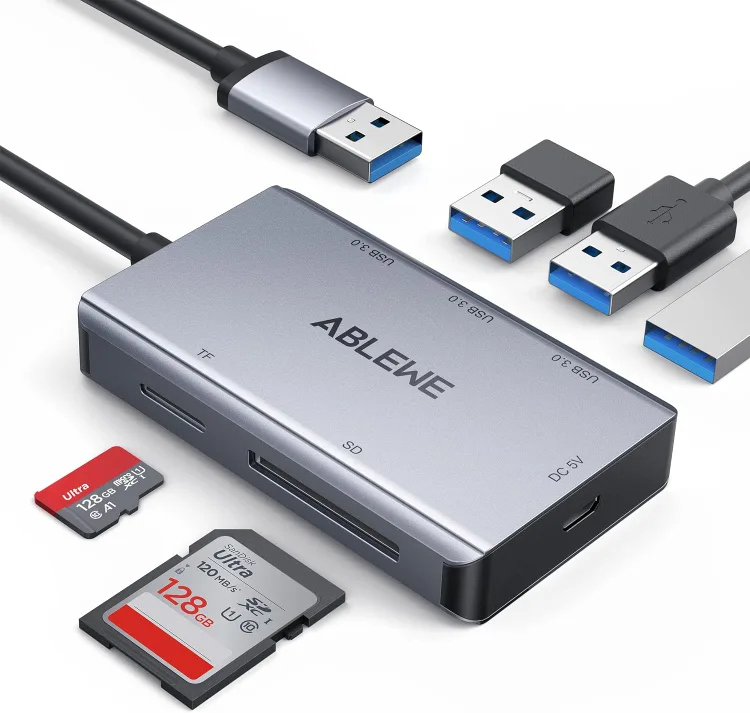 SD Card Reader,ABLEWE Aluminum USB 3.0 Memory Card Reader thumbnail