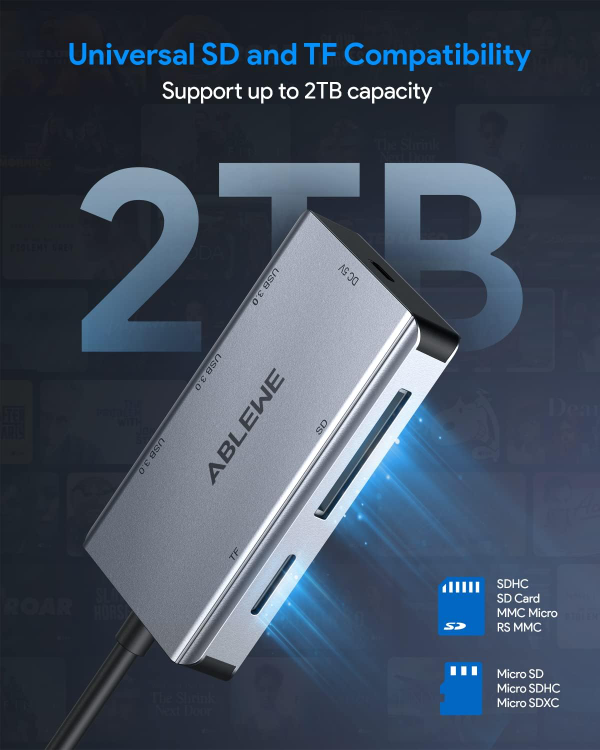 SD Card Reader,ABLEWE Aluminum USB 3.0 Memory Card Reader - photo 3