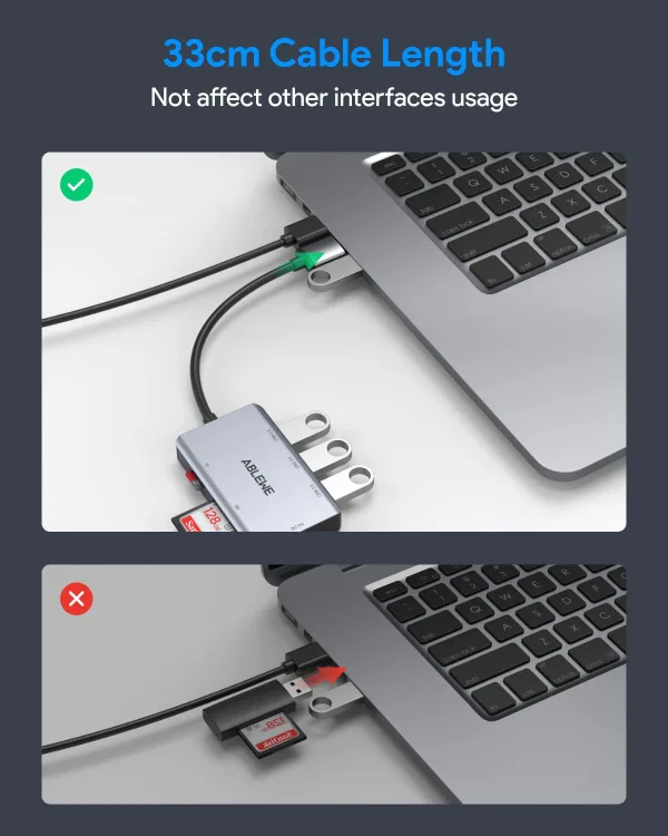 SD Card Reader,ABLEWE Aluminum USB 3.0 Memory Card Reader image indicator(5)