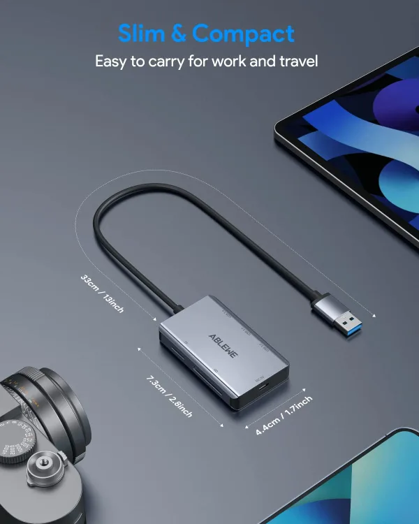 SD Card Reader,ABLEWE Aluminum USB 3.0 Memory Card Reader image indicator(7)