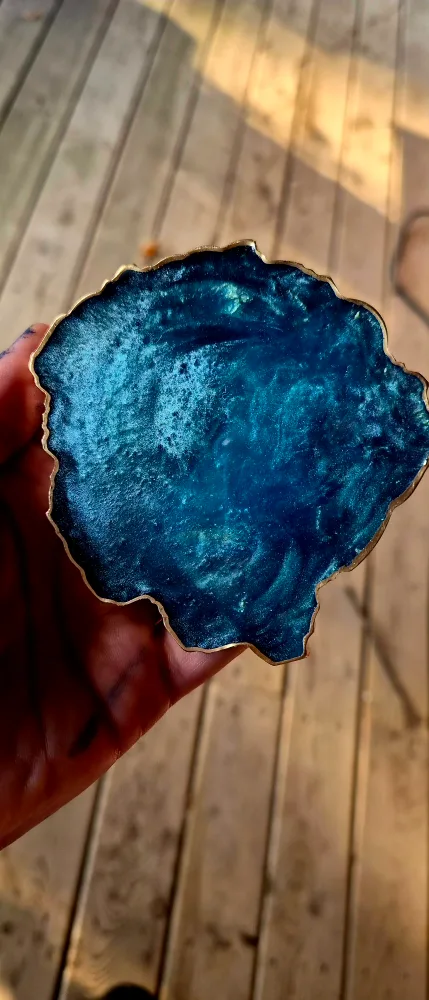 Blue Agate Coasters with Gold Trim image indicator(8)