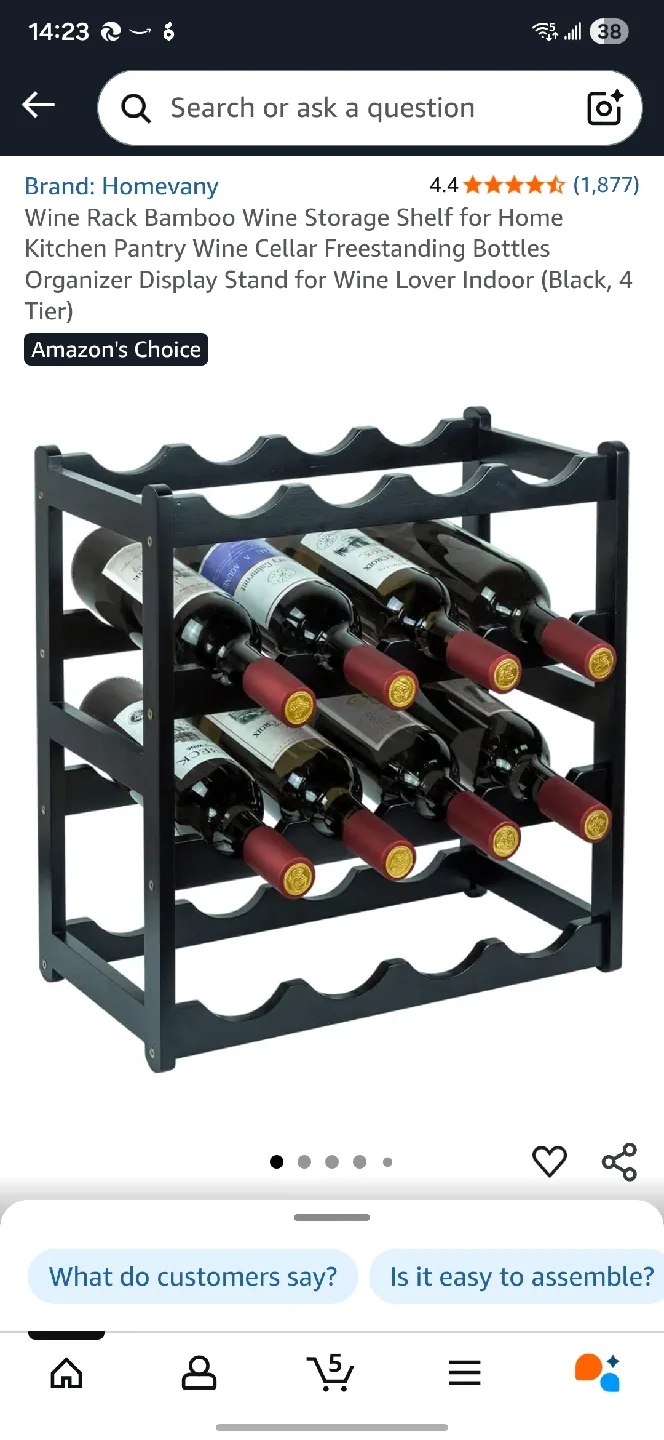 Homevany Black 4-Tier Wine Rack -  New! thumbnail