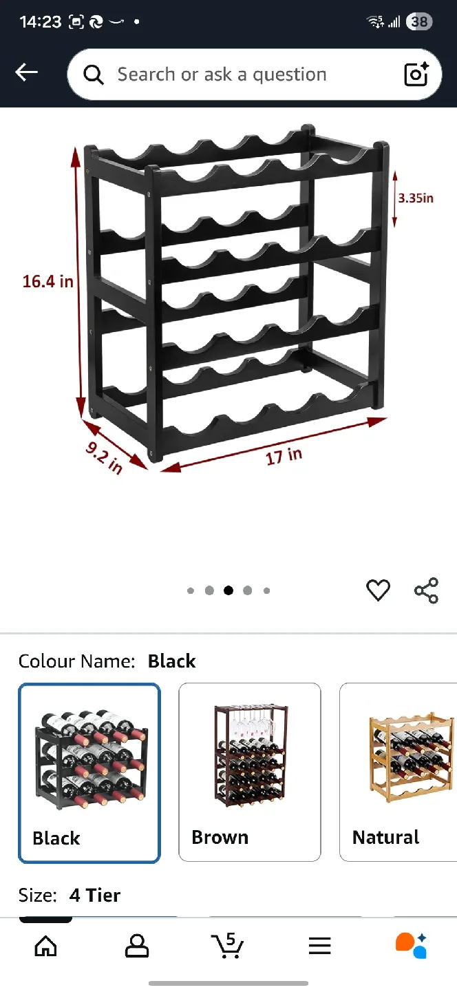 Homevany Black 4-Tier Wine Rack -  New! image indicator(3)
