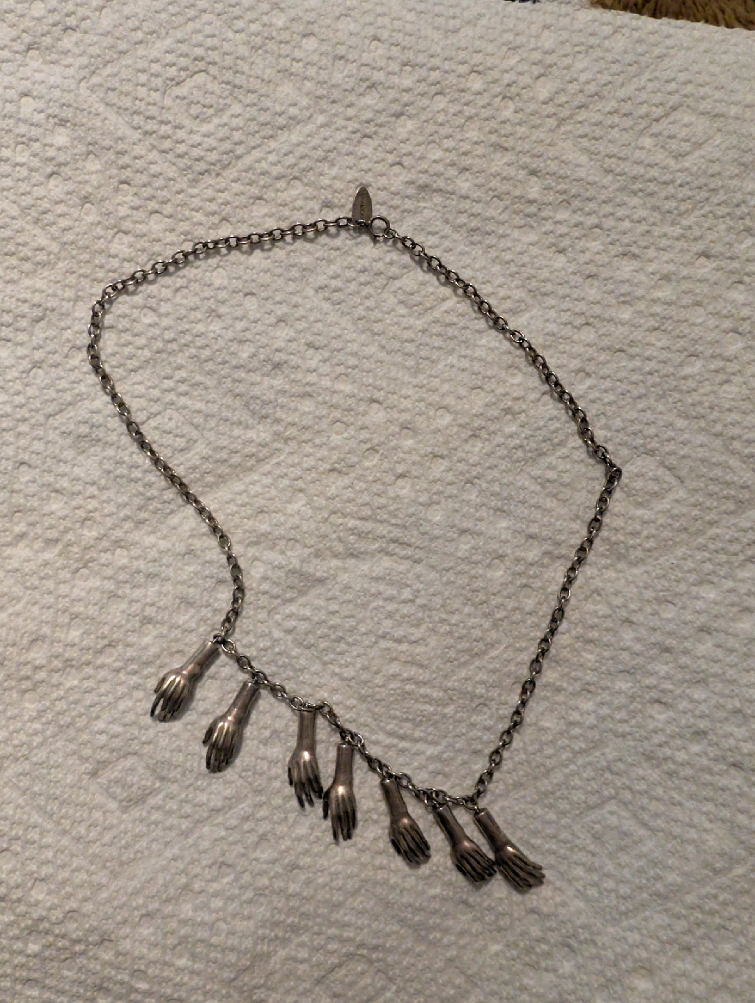 Vintage VERAMEAT 925 Sterling Silver Seven Hand Necklace - photo 2