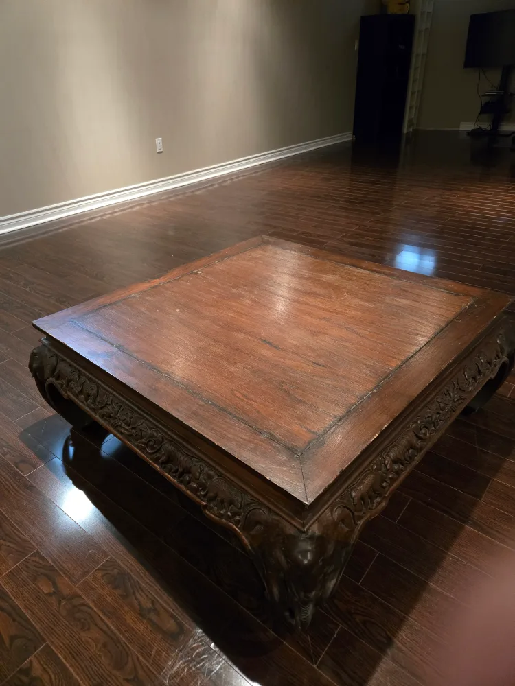 Antique Carved Wood Coffee Table thumbnail