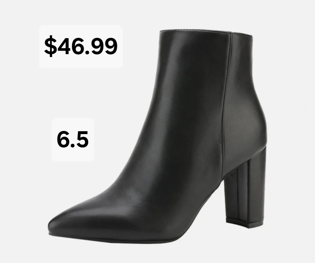 Sianna-1 Black Ankle Boots - Size 6.5 thumbnail