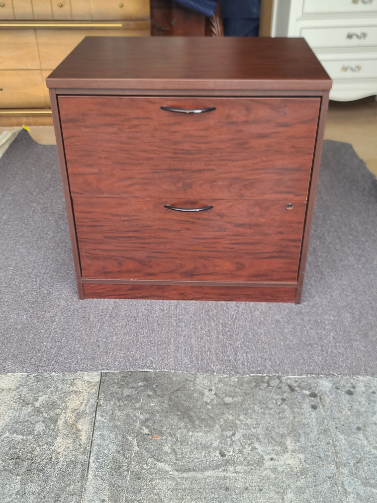 Brown Wood 2-Drawer File Cabinet