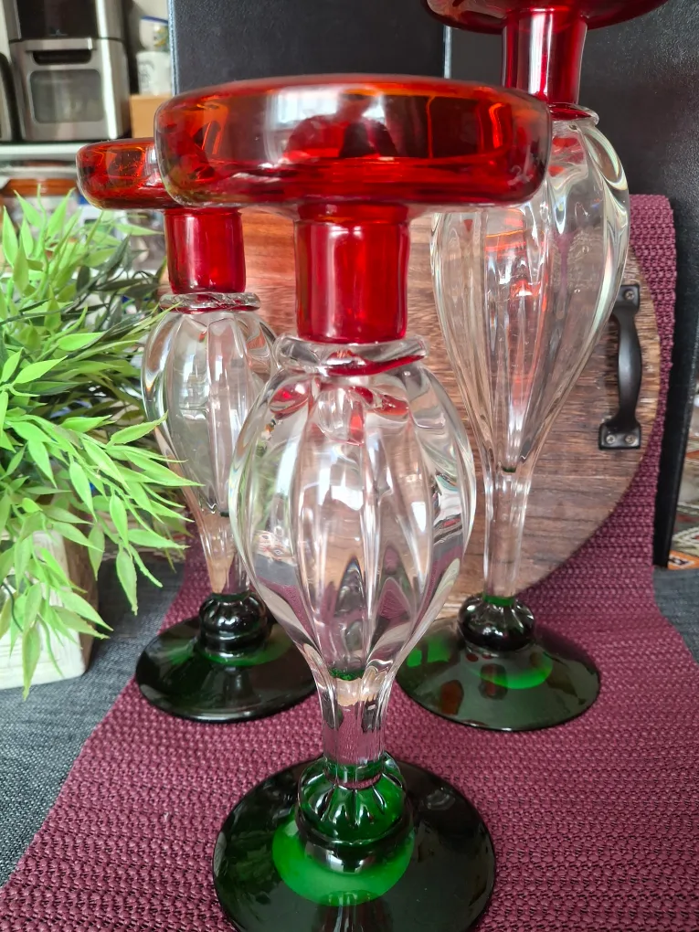Red & Clear Glass Candle Holders (Set of 3) image indicator(5)