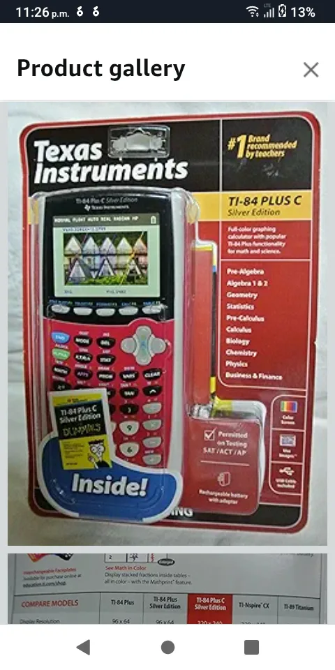 TI-84  Plus C Silver Edition graphing calculator. image indicator(10)