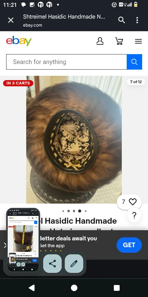 Shtreimel Hasidic Handmade Natural Fur Hat with original box image indicator(3)