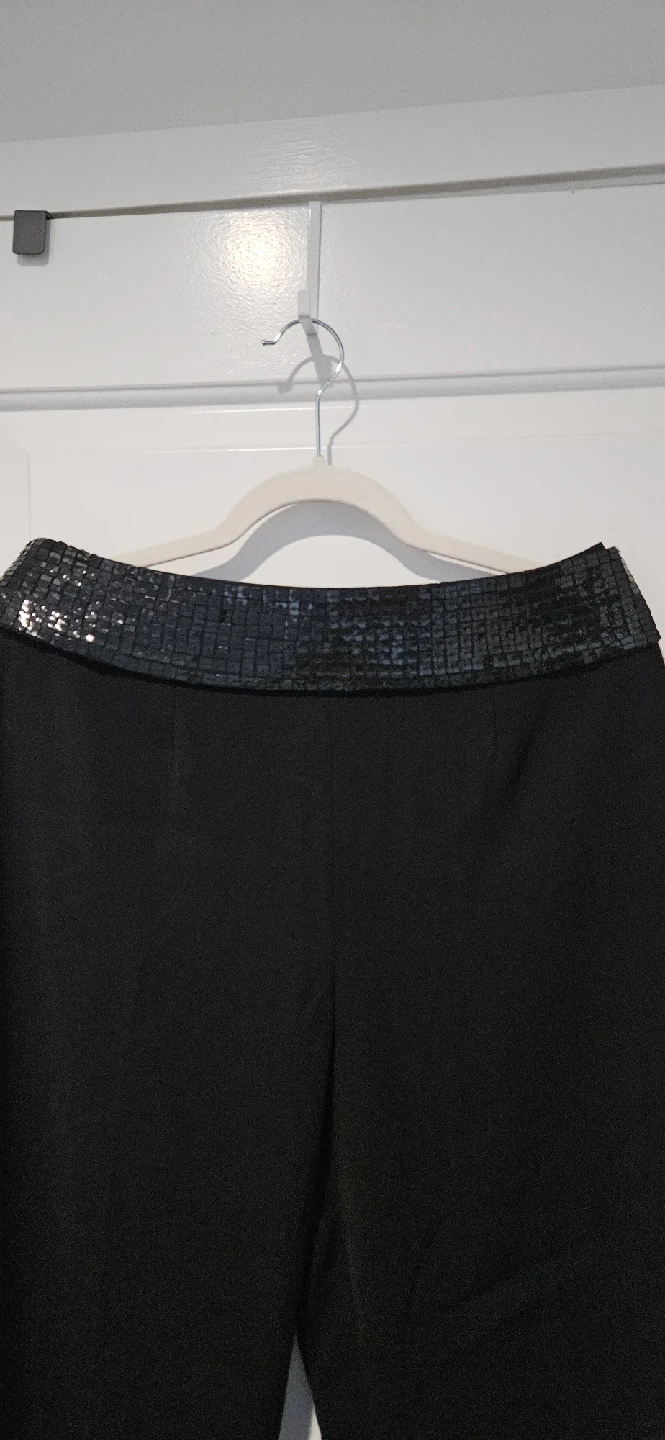 Black Dress Pants with removable Sequin Waistband, Size 10 to 12