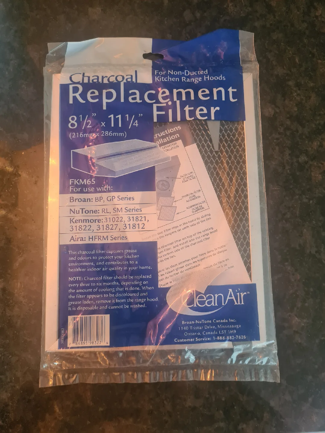 Clean Air Charcoal Replacement Filter 8 1/2 x 11 1/4 thumbnail